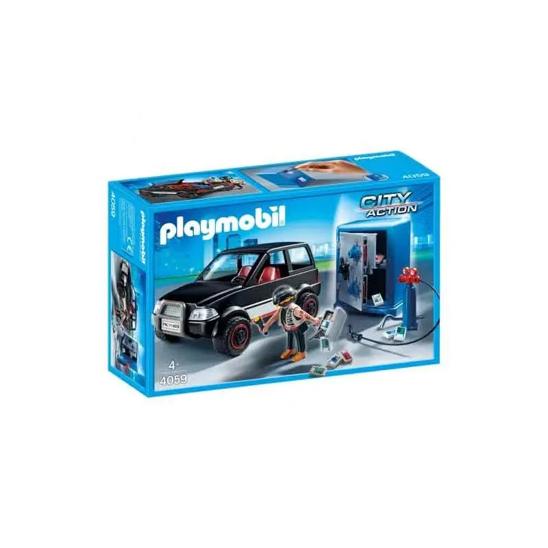 City Action Ladrón con Caja Fuerte y Coche Negro - Playmobil 4059