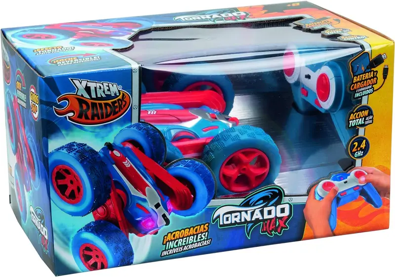 Coche Control Remoto Tornado MAX – Xtrem Raiders XT180790 | Reversible, Giro 360° y Ruedas Off-Road