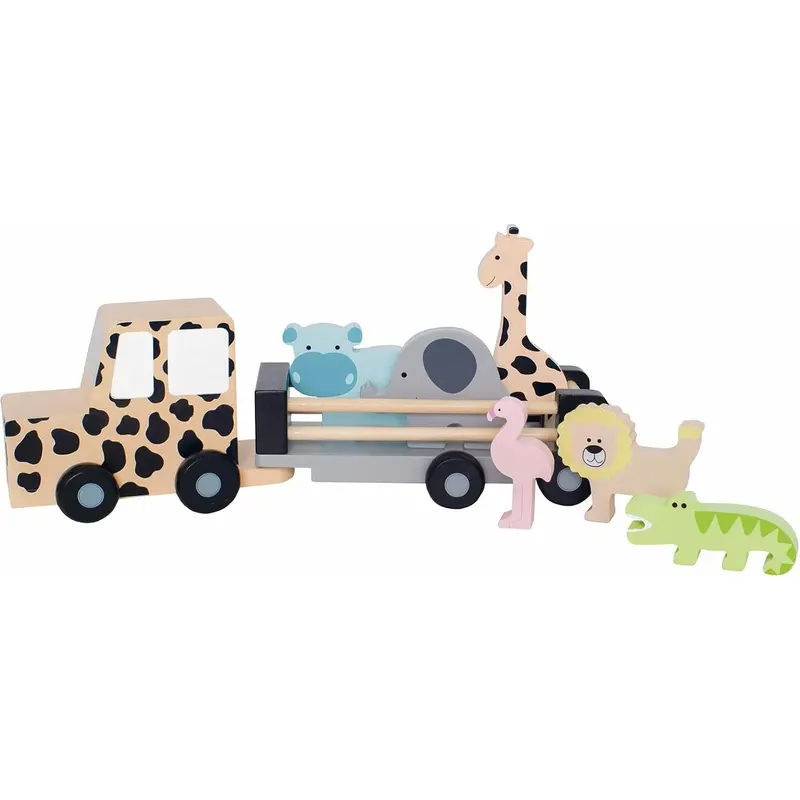 Coche Safari con Animales de Madera - Jeep Safari - Jabadabado W7171