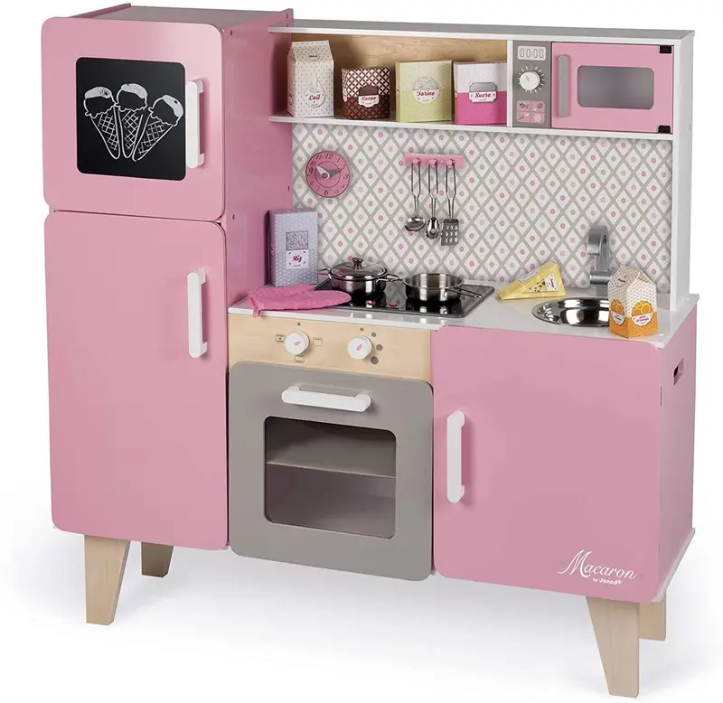 Cocinita de Madera Janod Maxi Macaron – Con Horno, Microondas, Placa de Inducción Sonora y Frigorífico