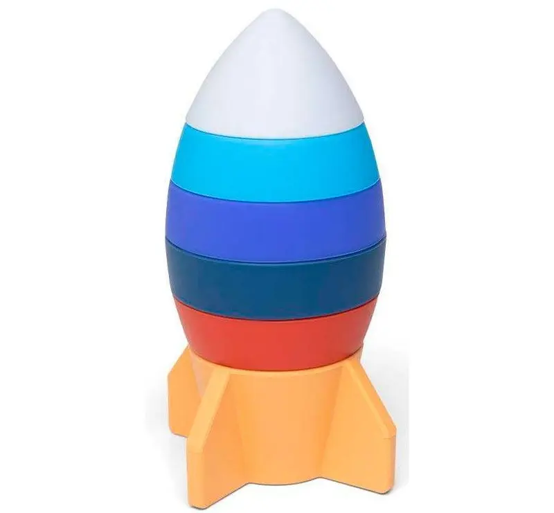 Cohete apilable naranja y azul Silicona