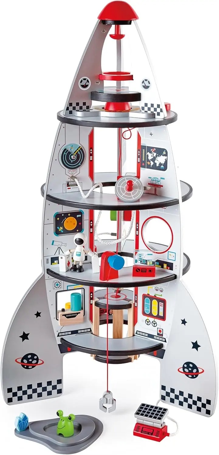 Cohete Espacial de Madera HAPE 4 Pisos E3021 | 20 Piezas | +3 años