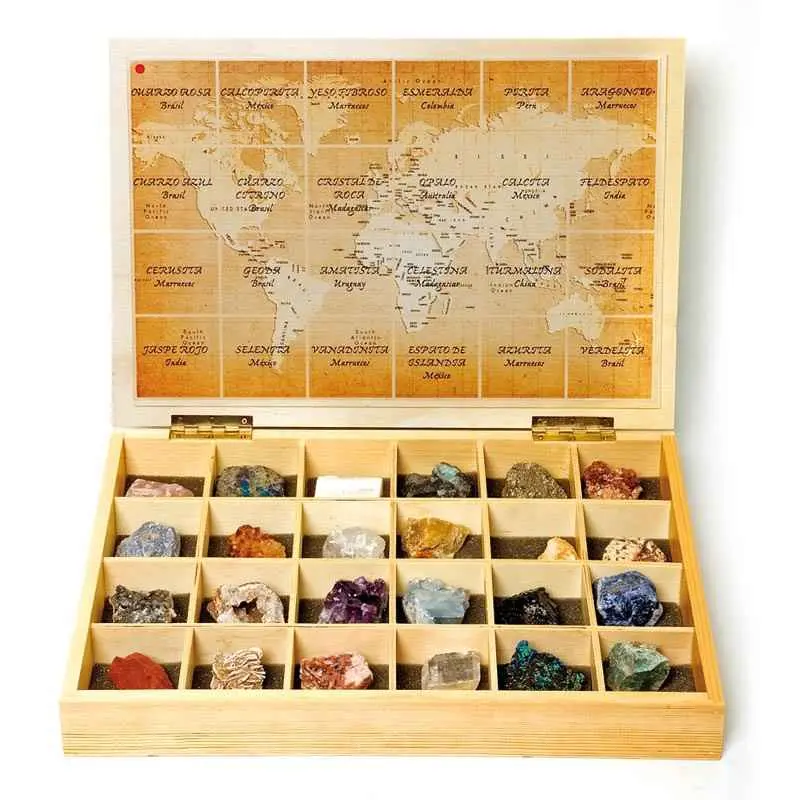 Colección 24 Minerales Naturales del Mundo Kunugi – Caja Educativa