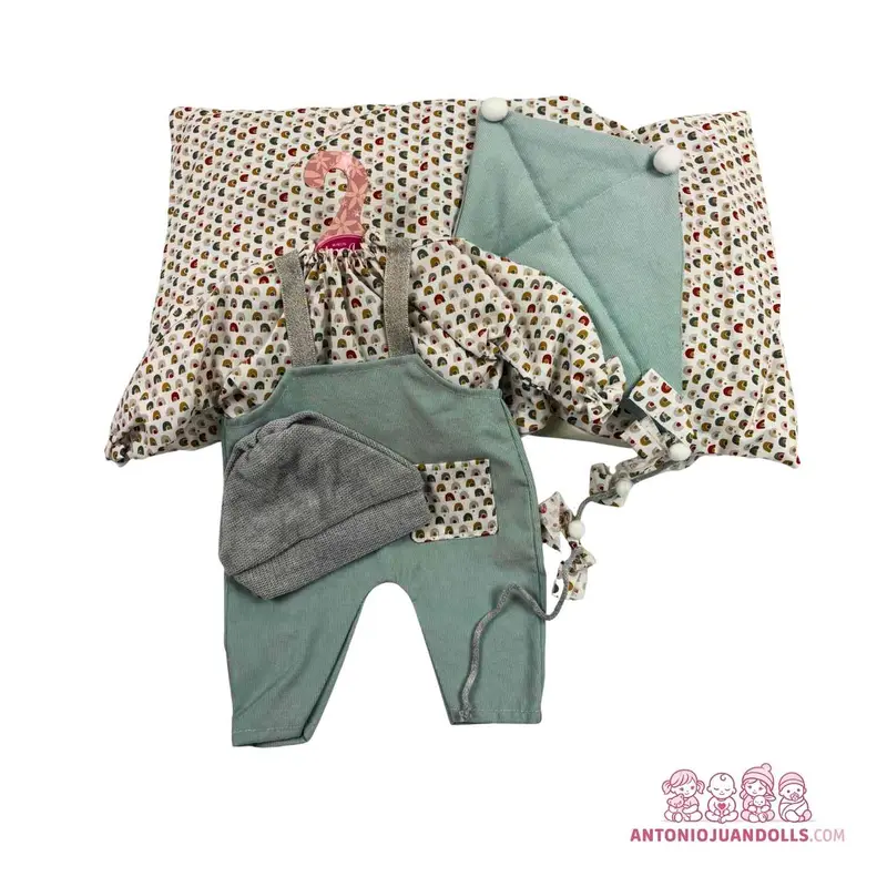 Conjunto Camisa Casitas Peto Pana Arrullo Almohada 47cm - Ropa Muñeca Antonio Juan (91047-5)