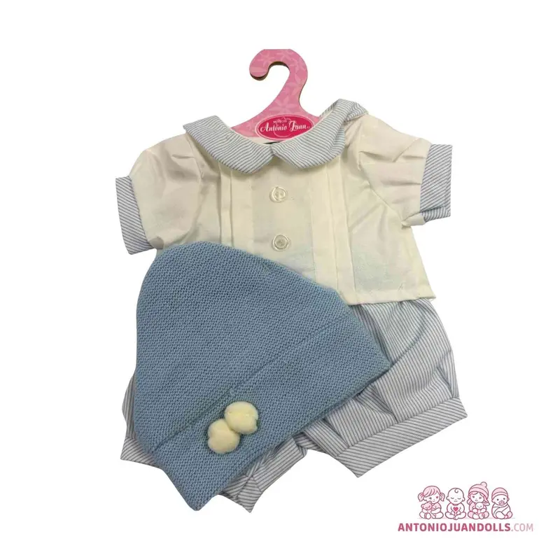 Conjunto Camisa Rayas Pantalón Gorro 42cm - Ropa Muñeca Antonio Juan (91042-14)