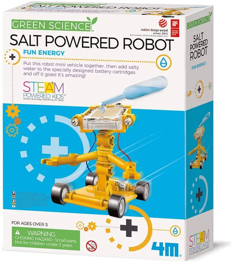 Construye tu robot, funciona usando sola carbón y agua salada - 4M