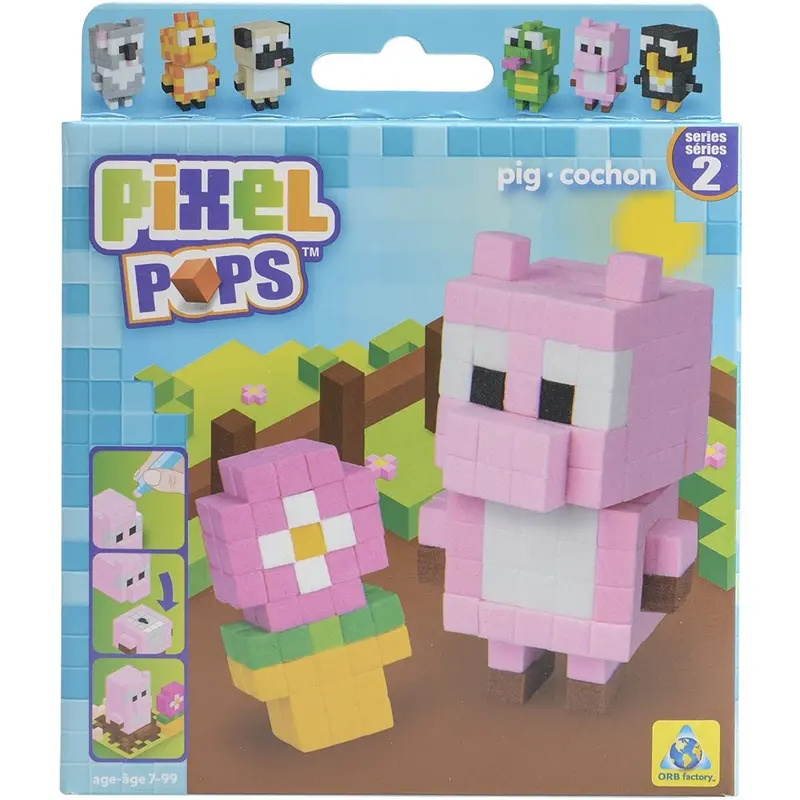Crea figuras en 3d pixel pops figura cerdo