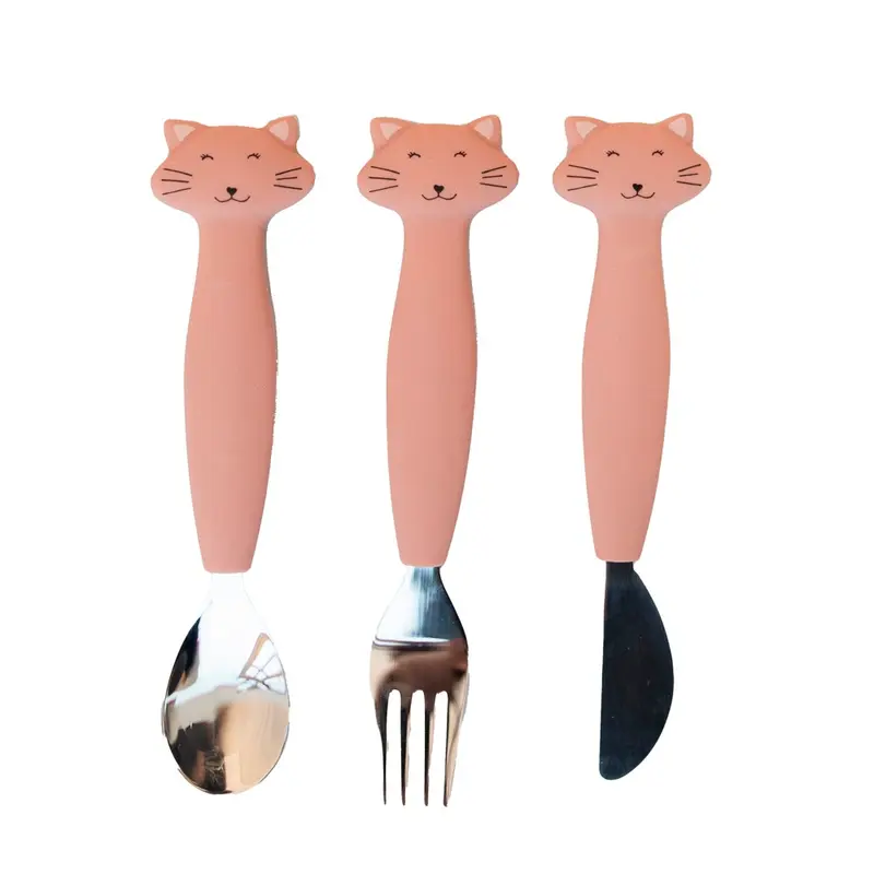 Cubiertos de 3 piezas en silicona Gato Mrs. Cat - Trixie