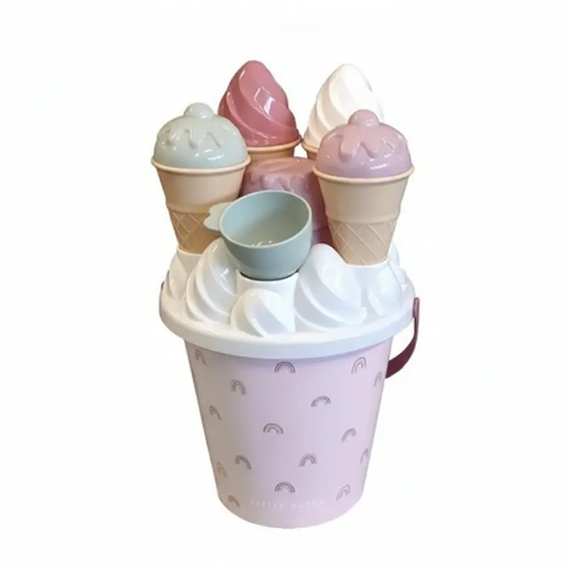 Cubo de Playa Helados y Cupcakes Rosa Little Dutch - 14 piezas
