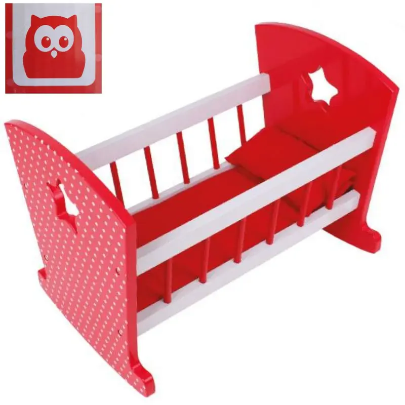 Cuna de madera para muñecas con ropa de cama Eurekakids