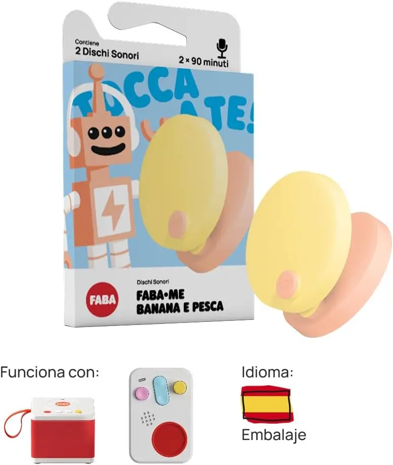 Disco Sonoro FABA Me Plátano y Melocotón DBE50001 | Grabable | Todas las Edades