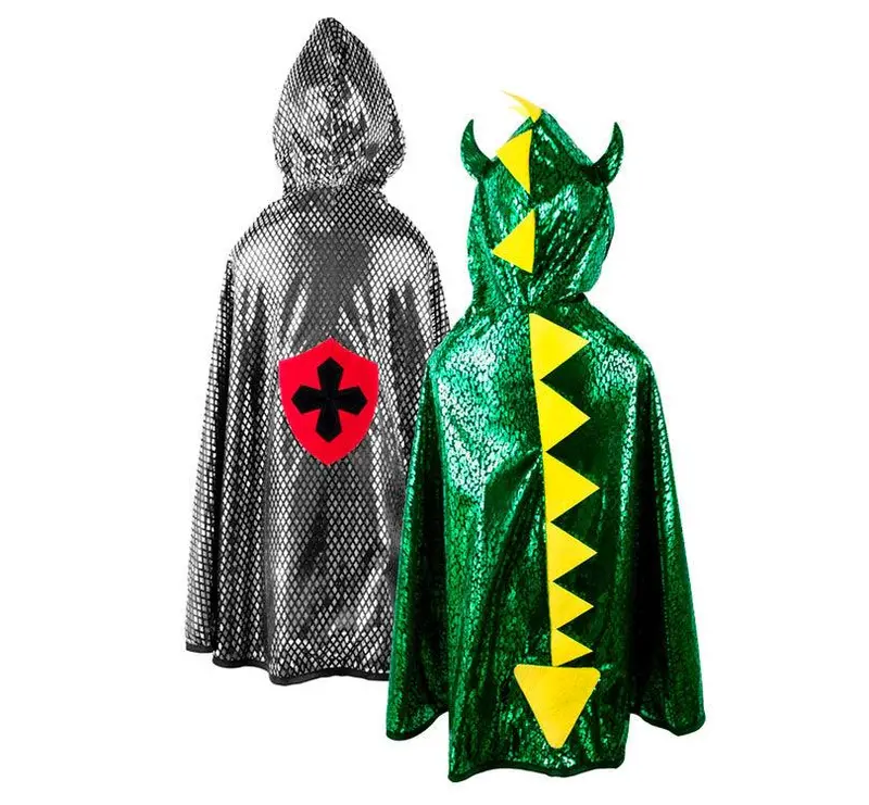 Disfraz capa reversible caballero y dragón