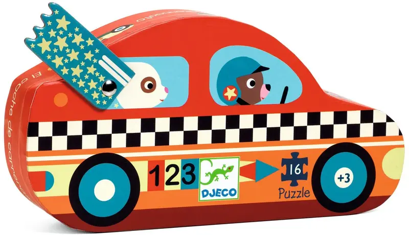 Djeco - Puzzle Silueta - El coche de carreras