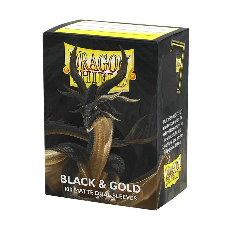 Dragon Shield - Standard Sleeves - Dual Matte Black & Gold (100 Sleeves)
