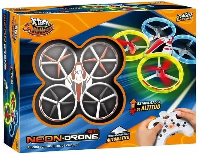 Drone Neon con Luces LED Xtrem Raiders XT280382 | Vuelo Nocturno, Auto Looping 360° y Headless Mode