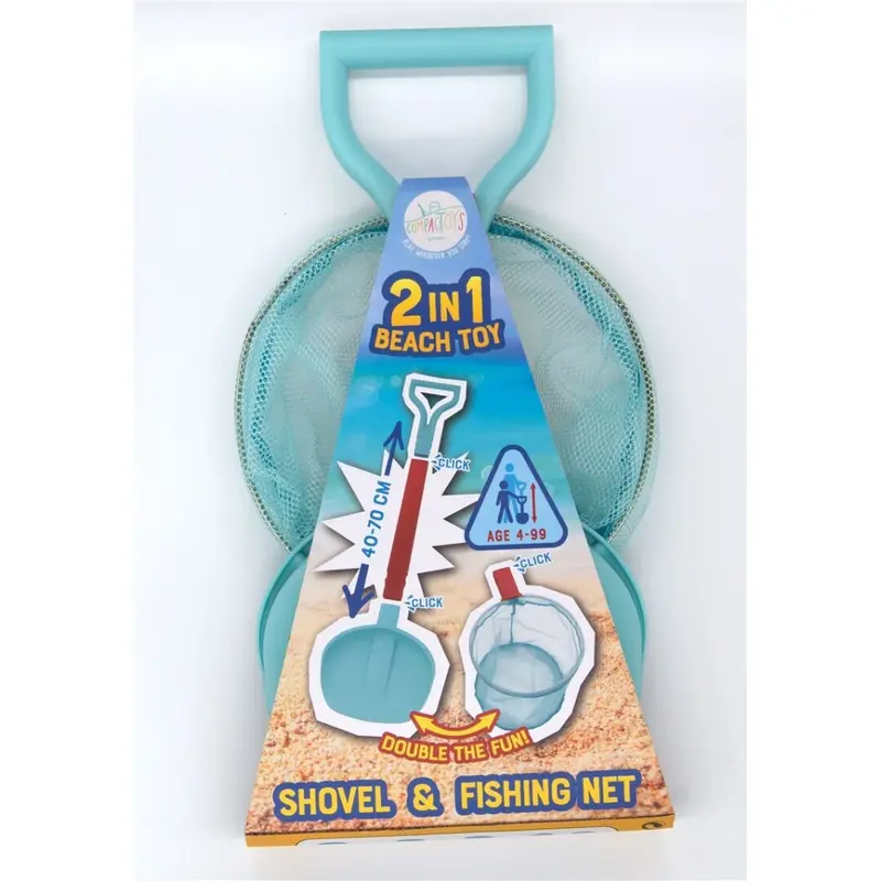 El juguete de arena 2 en 1 pala + red extensible 70 cm - compactoys