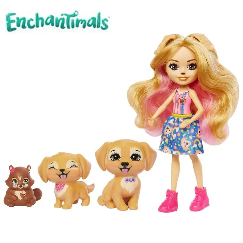 Enchantimals Gerika con perritos Golden Retriever