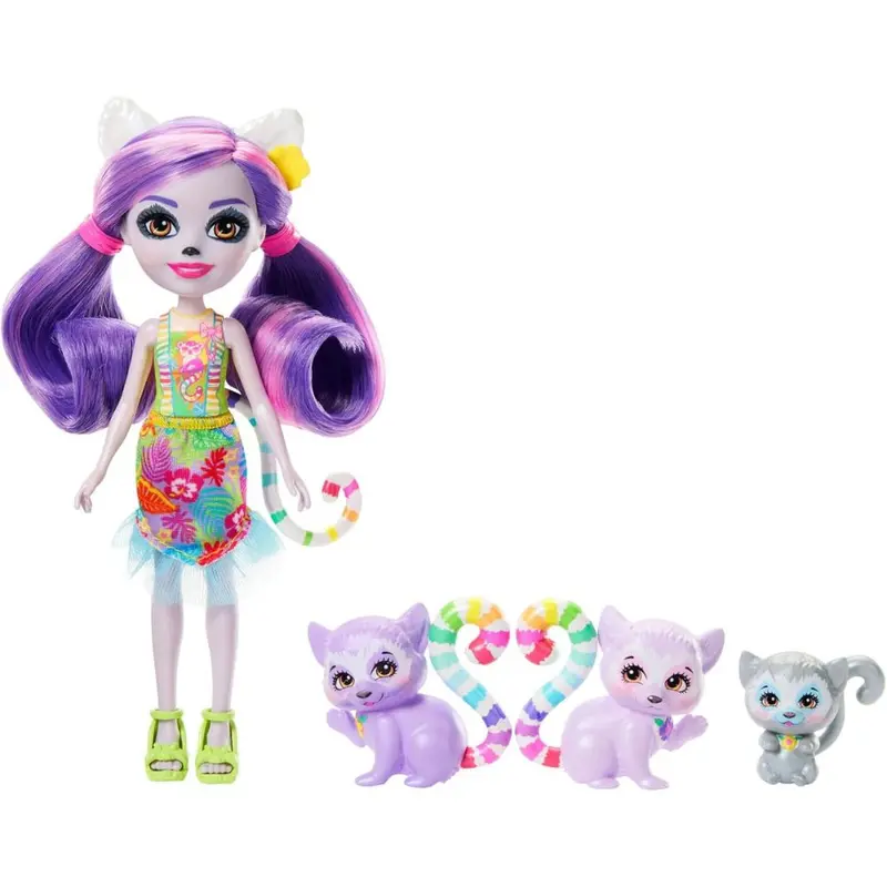 Enchantimals muñeca Lorinda Lemur y lemures
