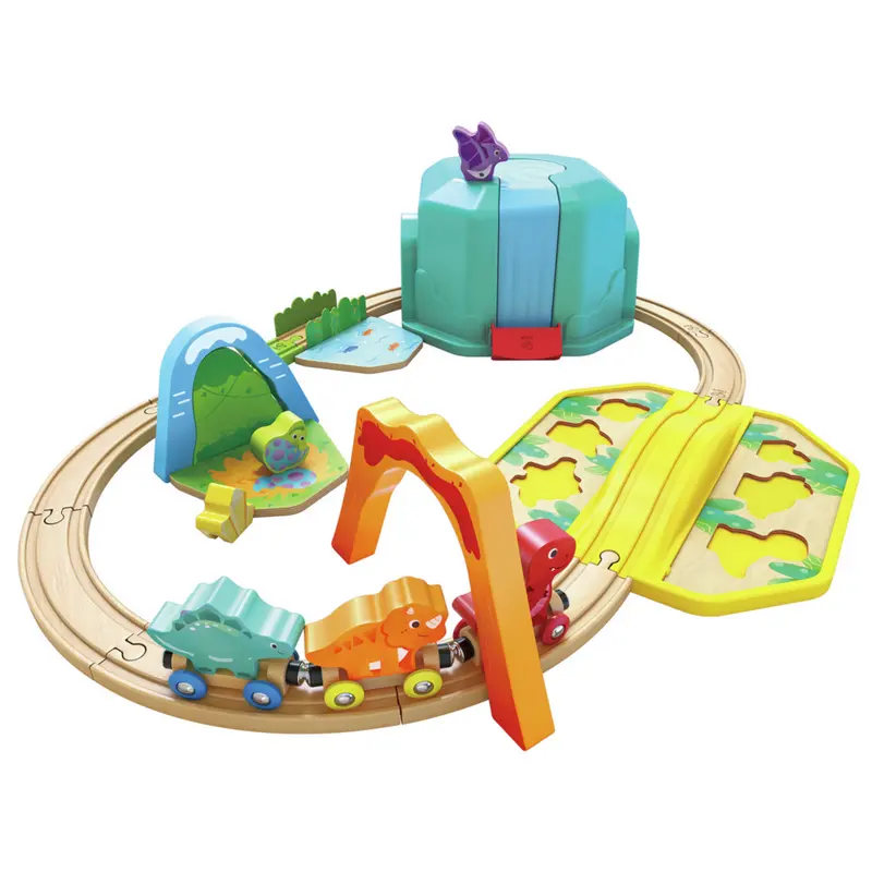 Equipo de tren de dinosaurios con cubo - Hape
