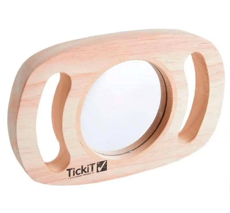 Espejo de madera CONCAVO CONEXO con agarre Tick it
