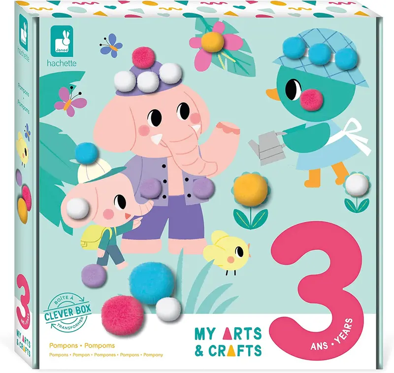 Estuche creativo pompones 3 años - janod j07741