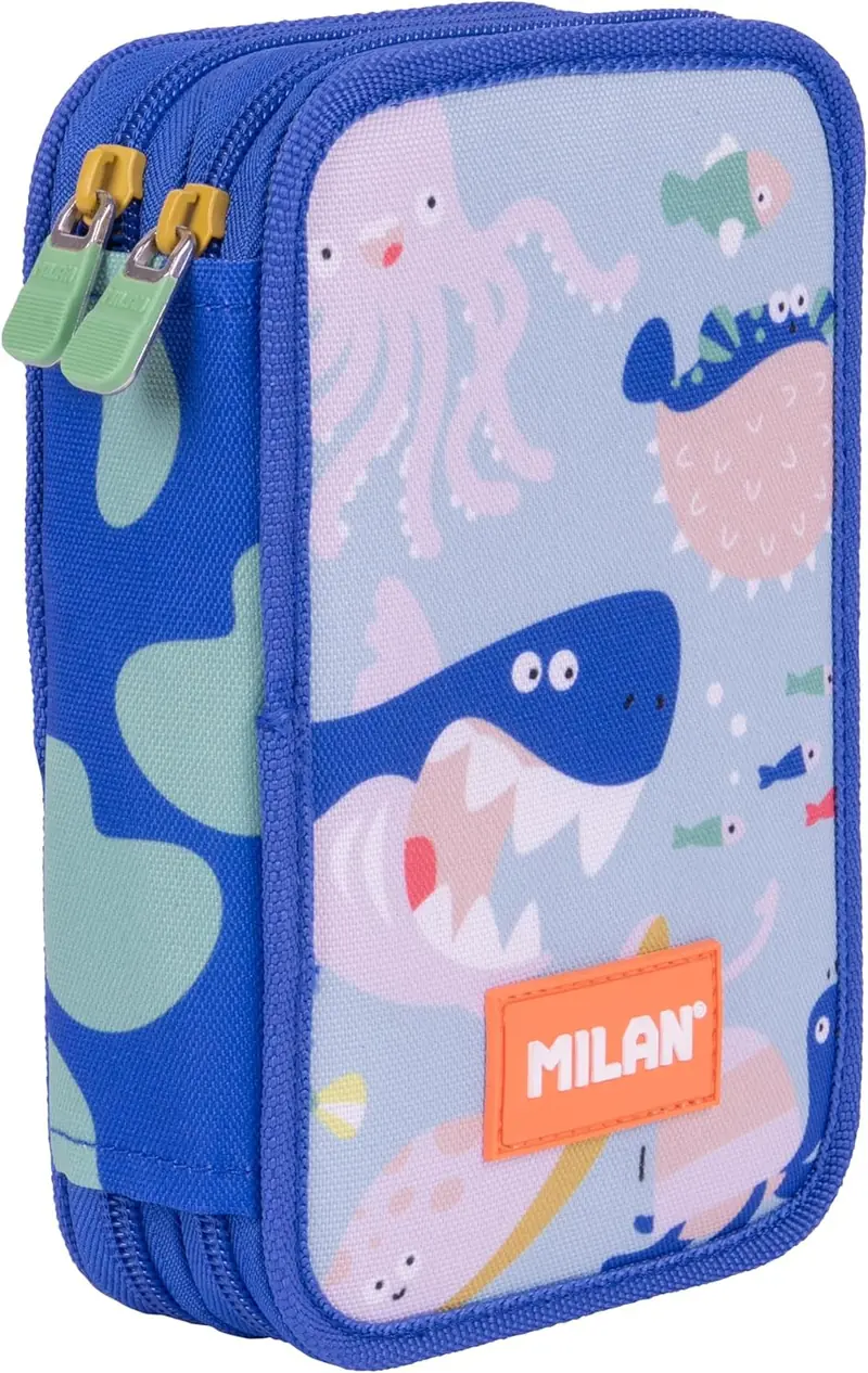 Estuche Escolar Milan Blue Odyssey Azul | 2 Pisos Equipado