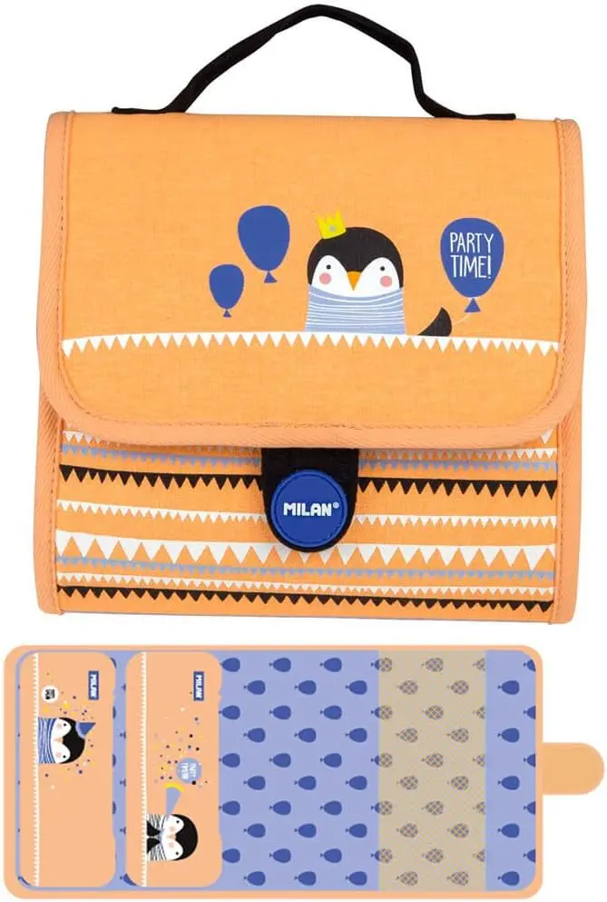 Estuche Escolar Milan Party Time Naranja | Modular 19 Piezas