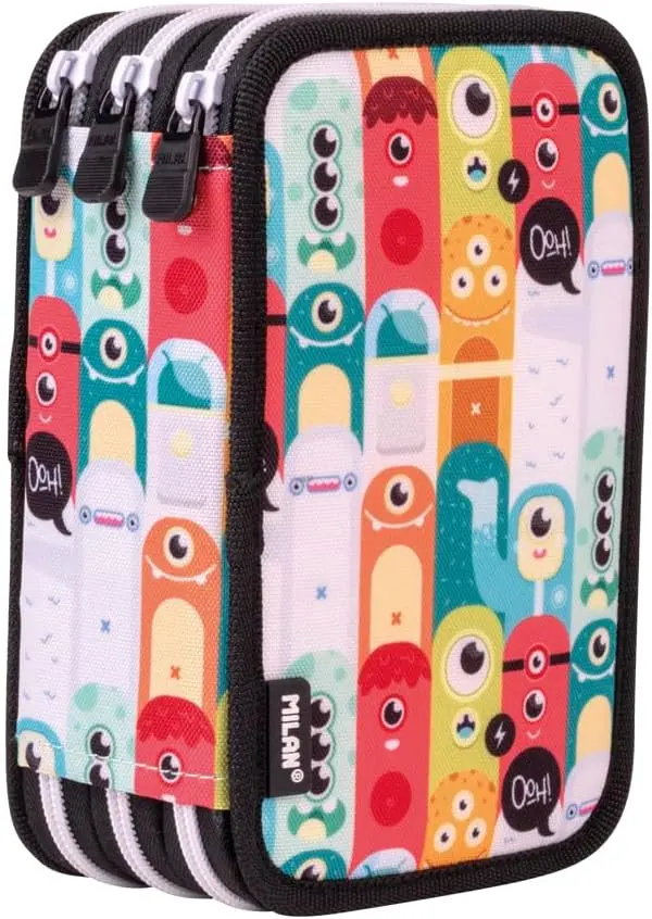 Estuche milan 3 pisos serie especial aliens con material escolar - milán