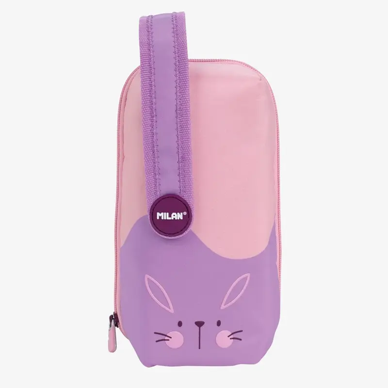 Estuche ovalado 4 departamentos fun animals violeta - milan