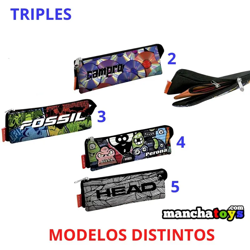 ESTUCHE PORTATODO TRIPLE DEPORTE MODELOS SURTIDOS