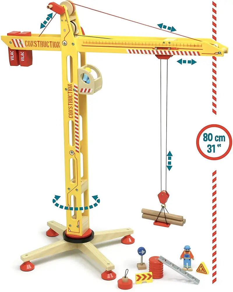 Grúa de Madera Vilac XXL | 80 cm con Cabrestante | +3 Años