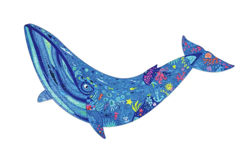 Hape - Puzzle de Suelo Brillante de Ballena - 200 pzs