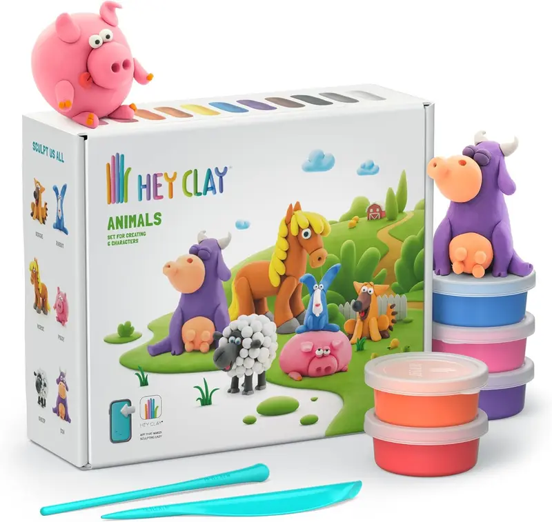 Hey Clay Animales - Ludilo | Set de Plastilina con 6 Animales de Granja para Niños