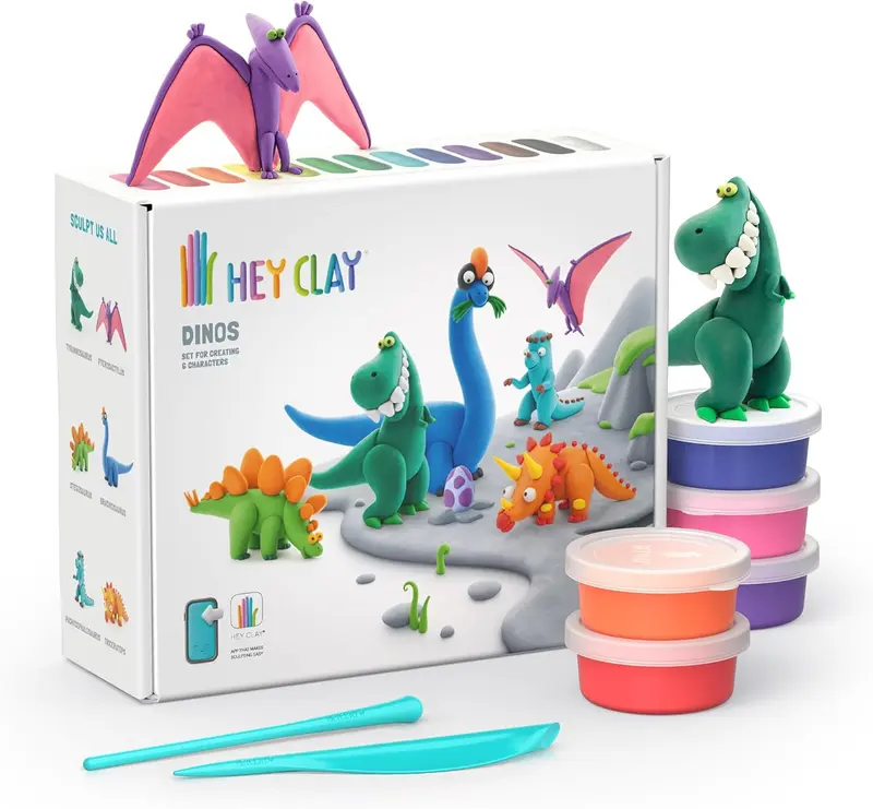 Hey Clay Dinos - Ludilo | Set de Plastilina con 6 Dinosaurios para Niños