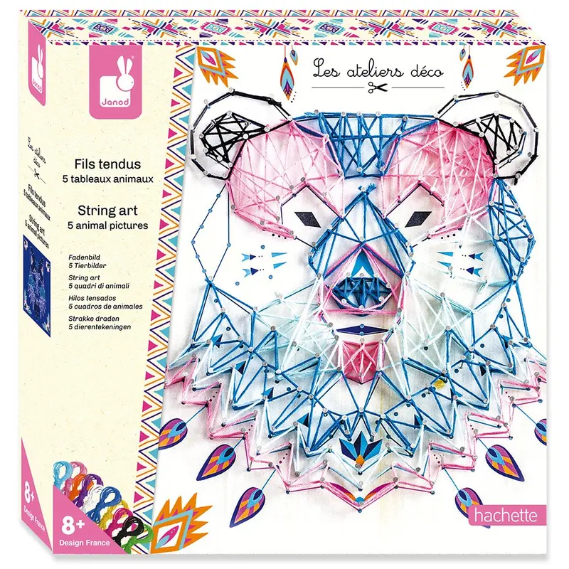 Hilos tensado cuadros de animales, manualidades - janod j07912