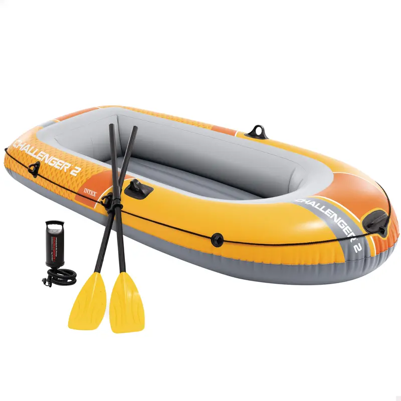 INTEX Barca hinchable Challenger 2 con remos y bomba de inflado