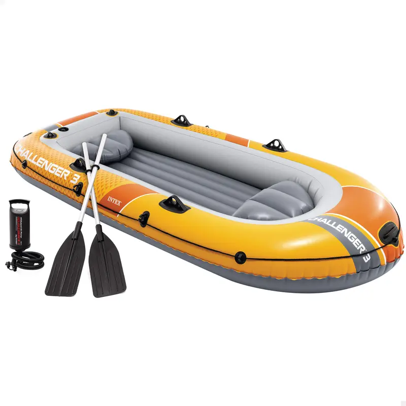 INTEX Barca hinchable Challenger 3 con remos y bomba de inflado
