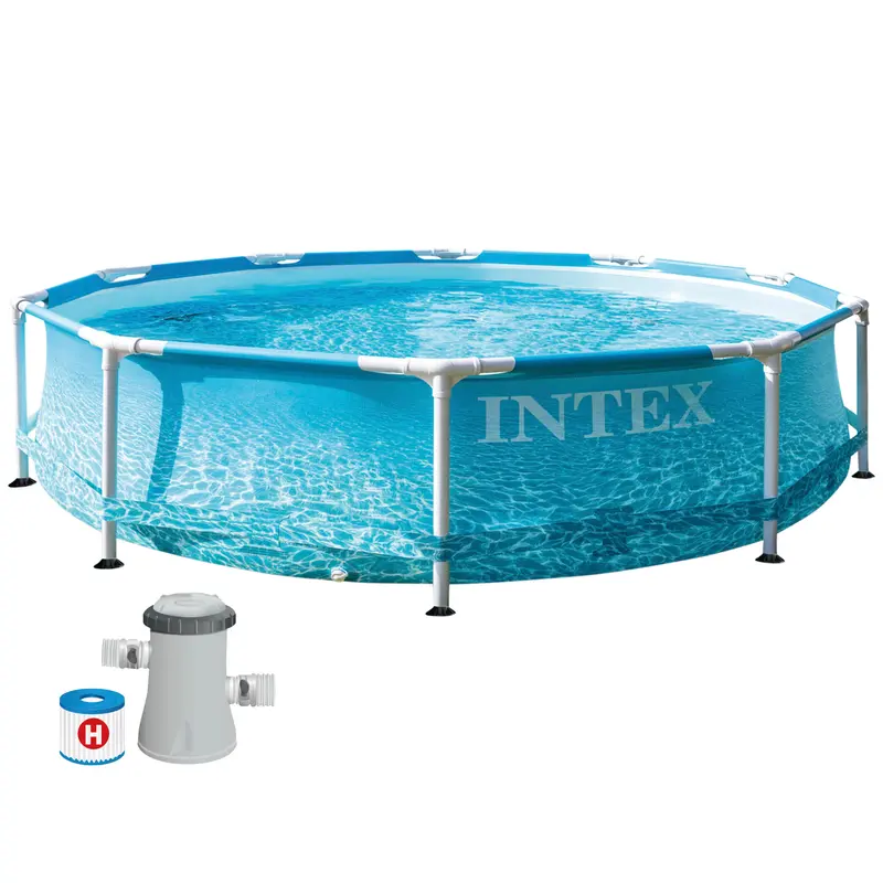 INTEX Piscina desmontable redonda Metal Frame Beachside con depuradora