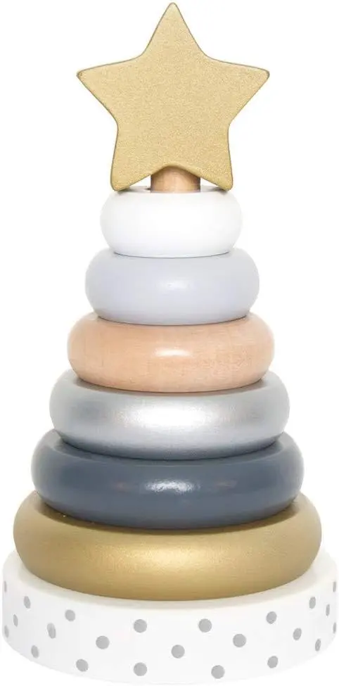 Juego Apilable Torre con Estrella de Madera - Jabadabado