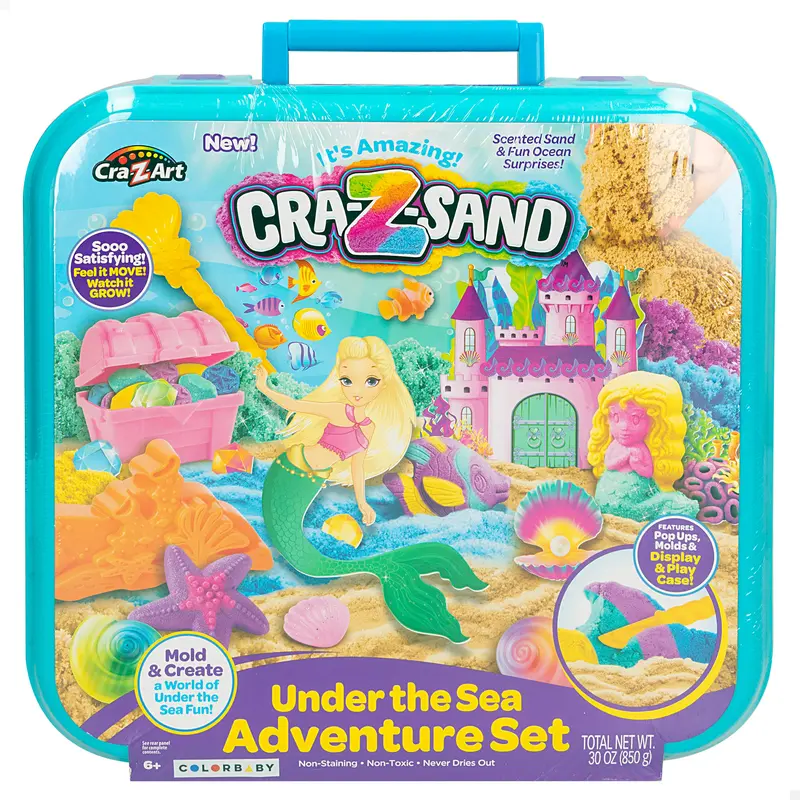 Juego arena mágica moldeable con 4 moldes marinos y cofre Cra-Z-Art