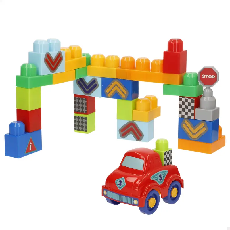 Juego bloques de construcción coche carreras 25 piezas COLORBABY