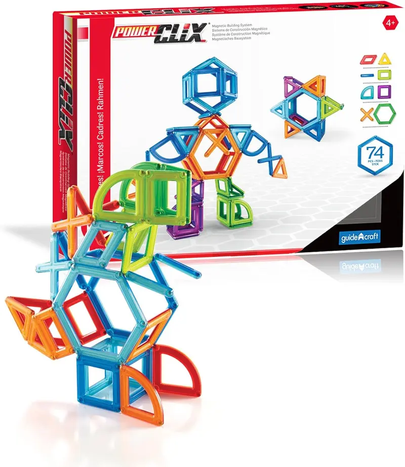 Juego Construcción Magnético PowerClix 74 Piezas Guidecraft – STEM +4 años