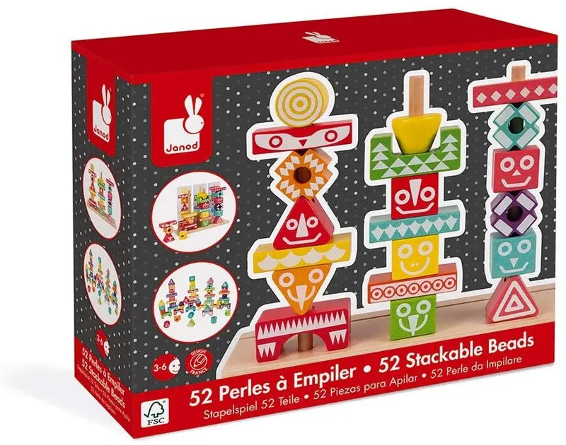 Juego de 52 Piezas para apilar "EDUTOTEM" I WOOD - Janod 05331