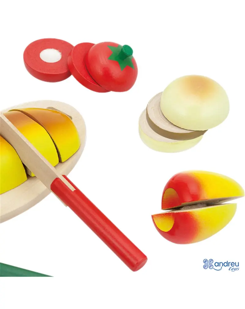 Juego de alimentos de madera frutas, hortalizas, huevo... - andreu toys