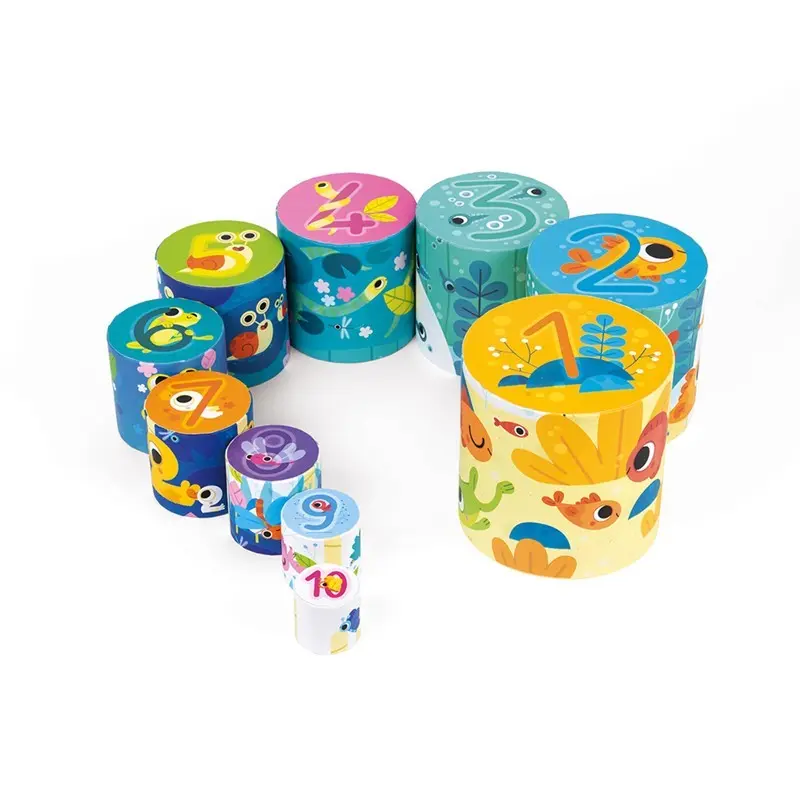 Juego de apilar pirámide redonda de la vida en el estanque - Janod J02675