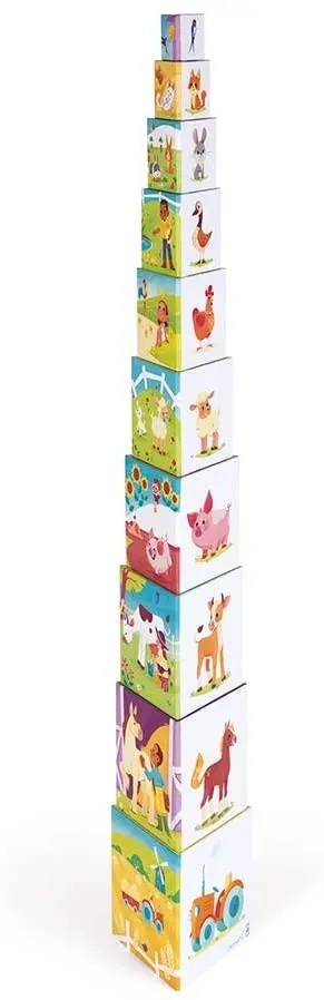 Juego de apilar piramide triangular la vida en la granja - Janod J02651