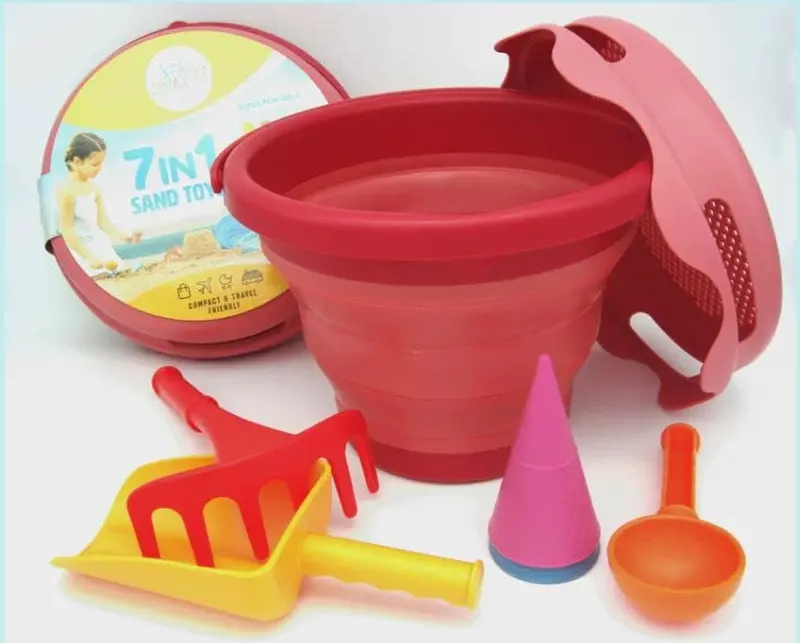 Juego de arena Cubo plegable 7 en 1 Rojo - Compactoy 99200201