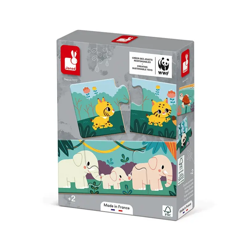 Juego de asociación - 10 puzzle de 3 piezas cada uno de animales - Janod J08636