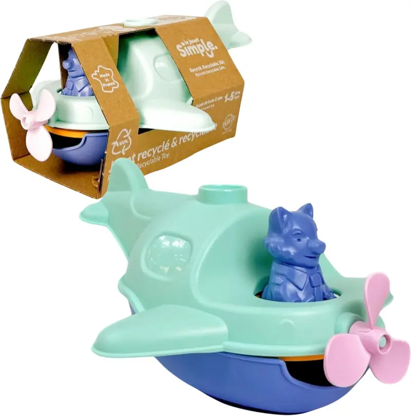 Juego de Baño - Barco Hidroavión Turquesa - Le Jouet Simple 13113