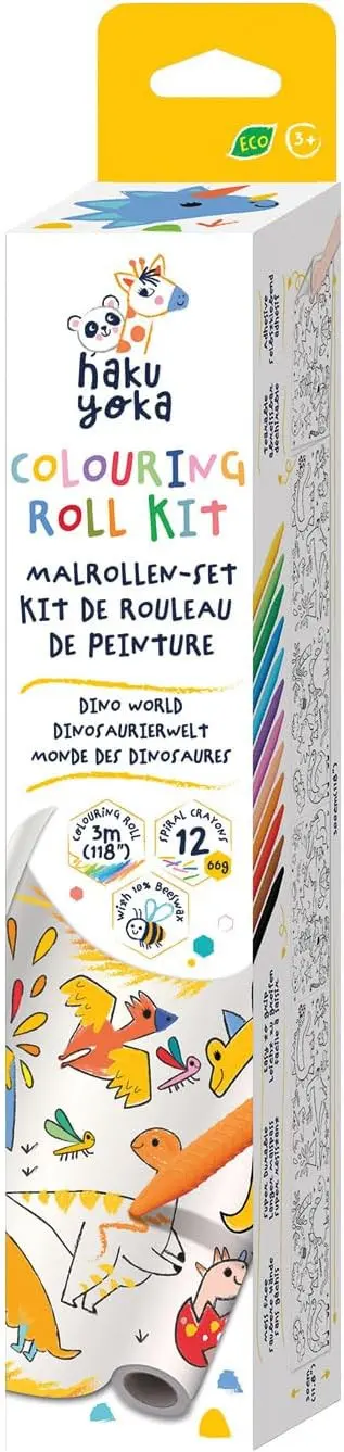 Juego de ceras + rollo dibujos dinosaurios - hakuyoka 223067